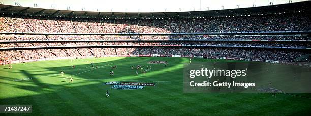 General view of match action during the AFL Grand Final between the Port Adelaide Power and the Brisbane Lions at the Melbourne Cricket Ground...