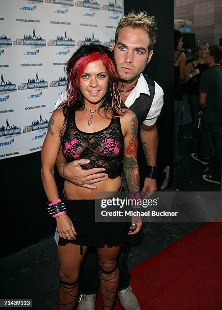 Singers Toby Rand and Dilana Robichaux arrive at the kick off party for ''Rockstar: Supernova'' at the Roxy on July 13, 2006 in Los Angeles,...