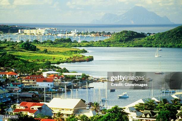 overall view of simpson bay on the dutch island of st, maarten in the caribbean. - sint maarten foto e immagini stock