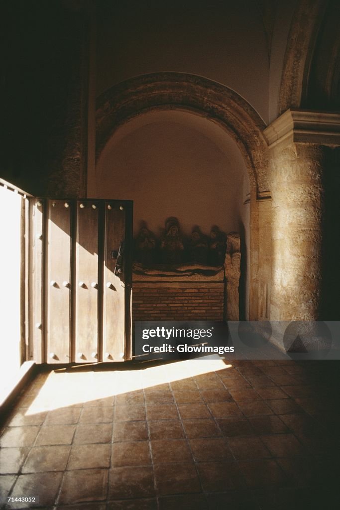 Sunlight falls on the floor through the opened door, Old San Juan, Puerto Rico