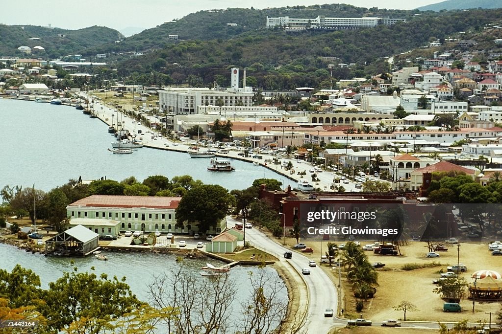 High angle view of Charlotte Amalie, St. Thomas, U.S. Virgin Islands