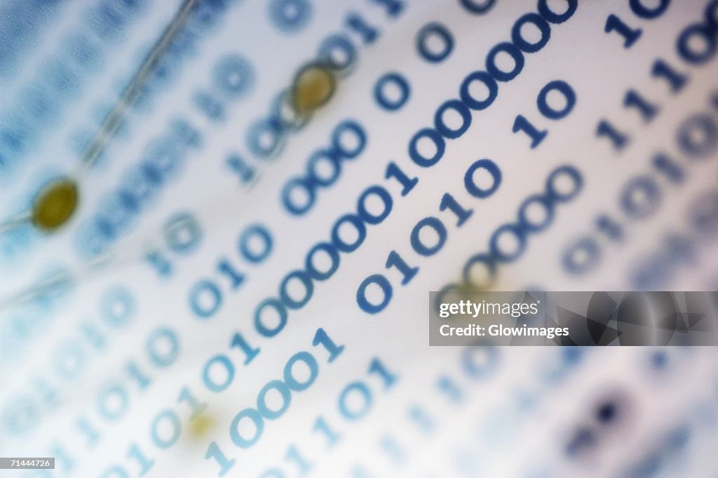 Close-up of binary code