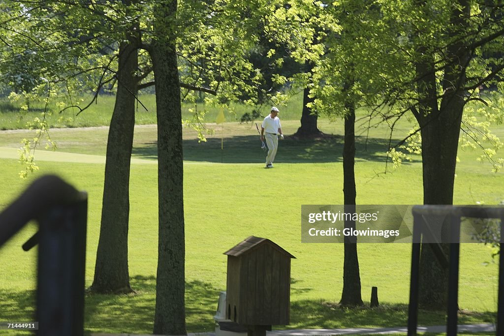 Man walking on a golf course