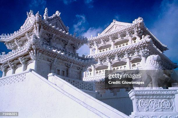 low angle view of a snow sculpture, snow festival, sapporo, japan - sapporo japan fotografías e imágenes de stock