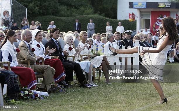Singer Lena Philipson performs in front of Crown Princess Victoria of Sweden, King Carl Gustav of Sweden, Queen Silvia of Sweden, Prince Carl Philip...
