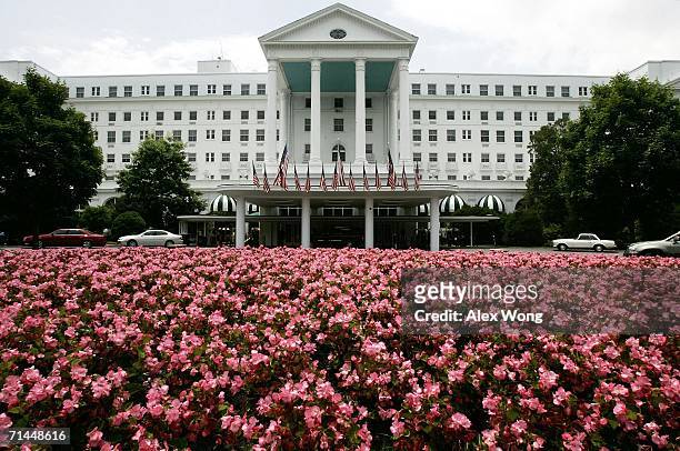 The front entrance of Greenbrier Resort is seen July 14, 2006 in White Sulphur Springs, West Virginia. The bunker, codenamed "Project Greek Island"...