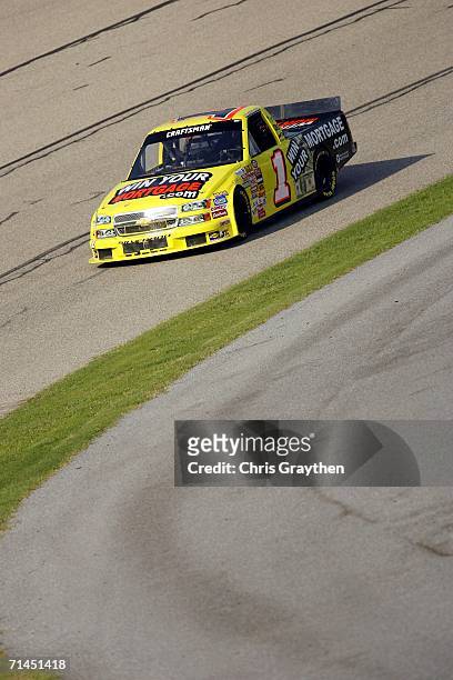 Robert Richardson, driver of the winyourmortgage.com Chevrolet drives during practice for the O'Reilly 200 on Friday, July 14, 2006 in Memphis,...