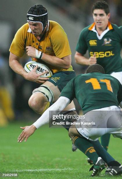 Daniel Vickerman of the Wallabies in action during the 2006 Tri Nations series Mandela plate match between Australia and South Africa at Suncorp...