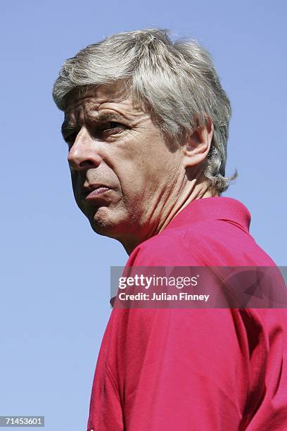 Arsene Wenger, manager of Arsenal looks on before the pre-season friendly match between Barnet and Arsenal at the Underhill Stadium on July 15, 2006...