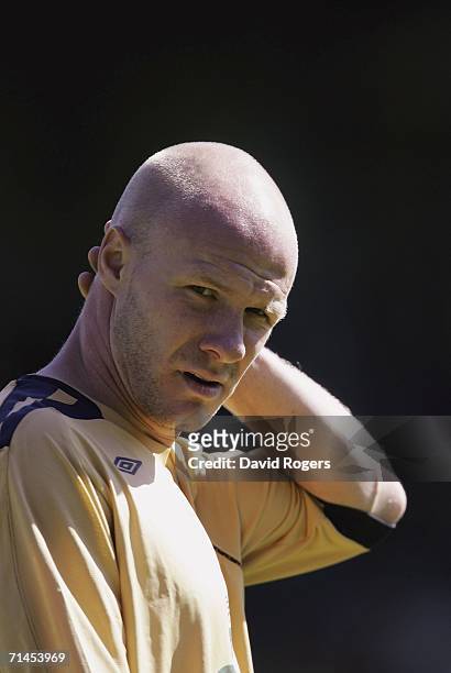 Andy Johnson, on his Everton debut, looks on during the pre-season friendly match between Bury and Everton at Gigg Lane on July15, 2006 in Bury,...