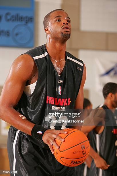 Shelden Williams of the Atlanta Hawks shoots the ball against the Dallas Mavericks during their game on July 15, 2006 at the Rocky Mountain Revue in...