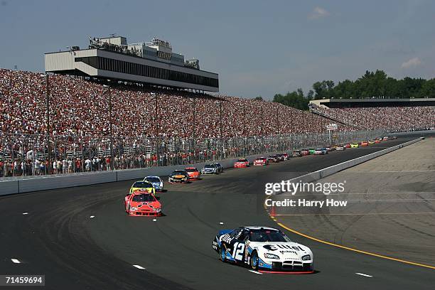 Ryan Newman, driver of the Alltel Dodge, leads Jeff Burton, driver of the Cingular Wireless Chevrolet, during the NASCAR Nextel Cup Series Lenox...