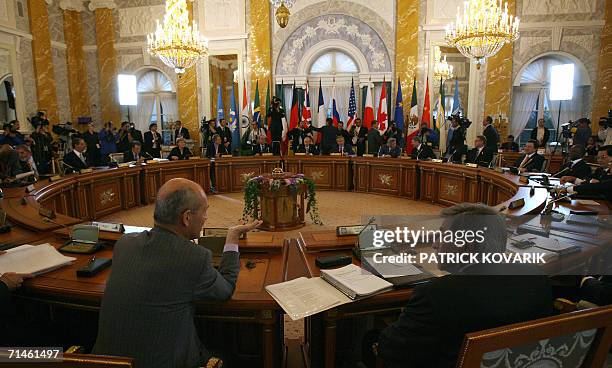 Leaders and Heads of International Organizations attend a working session at the Konstantinovsky Palace in Strelna outside St.Petersburg, 17 July...