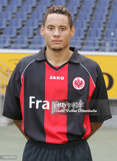 Jermaine Jones poses during the Bundesliga 1st Team Presentation of Eintracht Frankfurt at the Commerzbank Arena on July 14, 2006 in Frankfurt,...