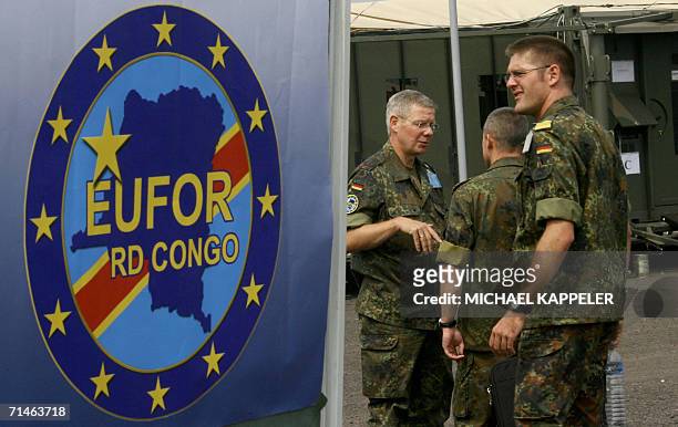 Kinshasa, Democratic Republic of the Congo: Soldiers of the German Armed Forces Bundeswehr are pictured at the EUFOR camp N'Dolo in Kinshasa 14 July...