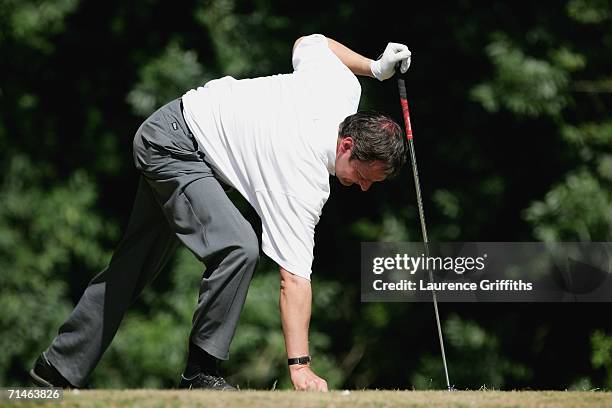 Steve Tomkinson of Otley Tees up the ball at the 16th during the Gulf Air International match on July 17, 2006 at Birchwood Golf Course in...