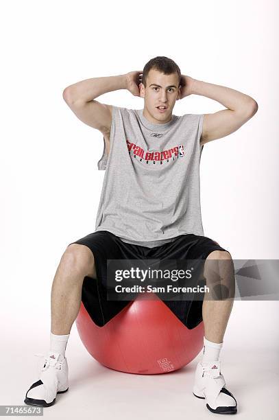 Sergio Rodriguez, the Portland Trail Blazers' new draft pick, poses during a portrait session July 6, 2006 in Portland, Oregon. Rodriguez, who played...