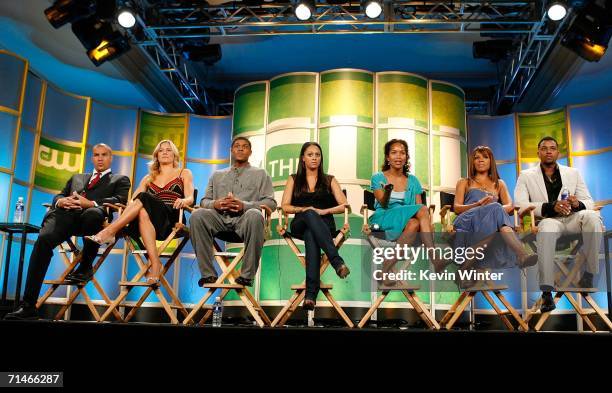 Actors Coby Bell, Brittany Daniel, Pooch Hall, Tia Mowry, Executive Producer Mara Brock Akil, Actress Wendy Raquel Robinson, and Actor Hosea Chanchez...