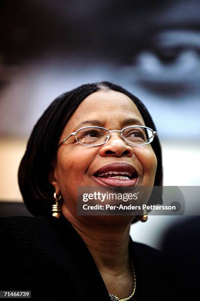 Graca Machel talks about the work of her NGO, Community Development Foundation on June 15, 2006 in her offices in Maputo, Mozambique. The former...