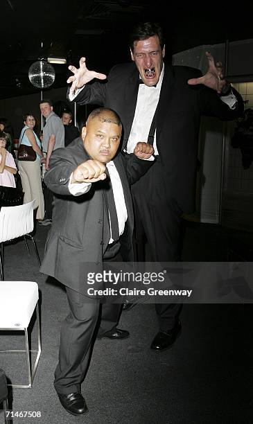 Odd Job and Jaws character actors arrive at the after party following the UK premiere of "Stormbreaker" at The Hippodrome on July 17, 2006 in London,...