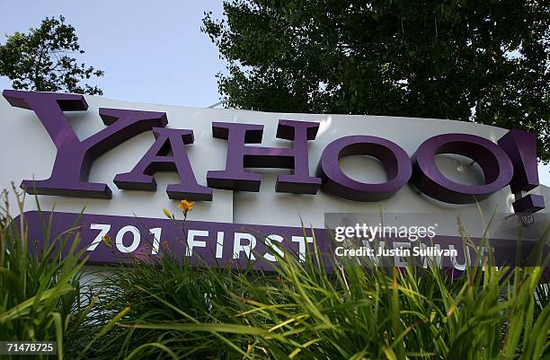 Sign is seen in front of the Yahoo! headquarters July 18, 2006 in Sunnyvale, California. Yahoo! Inc. Reported second quarter earnings of $164.3...