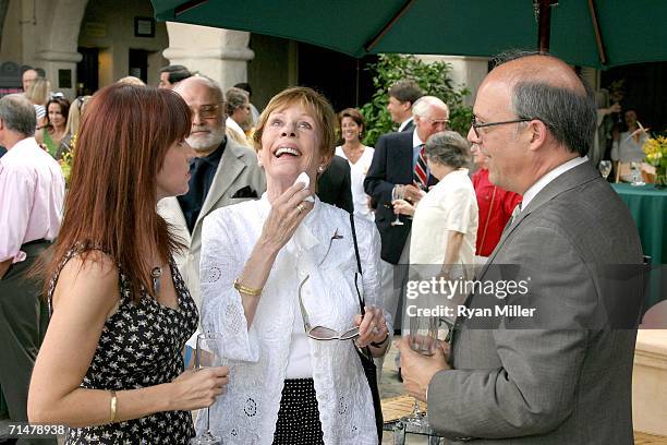 Comedienne Carol Burnett sheds tears with her husband Brian Miller and her daughter Jody Hamilton at the dedication ceremony for the Carrie Hamilton...