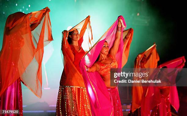 Bollywood Steps perform in the new Wembley Arena Square July 18, 2006 in London, England. Bollywood Steps is unique 40 minute British Bollywood...