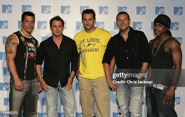 Members of the New MTV program 'Totally Boyband' Danny Wood, Jimmy Constable, Dane Bowers, Lee Latchford Evans and Bradley McIntosh pose for a...