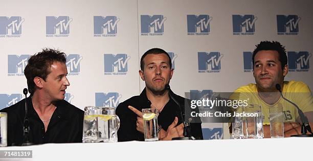 Members of the New MTV program 'Totally Boyband' Jimmy Constable, Lee Latchford Evans and Dane Bowers talk at a press conference to launch the new...