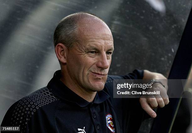 Rushden and Diamonds manager Paul Hart looks on during the pre-season friendly match against Reading at Nene Park on July 19, 2006 in...