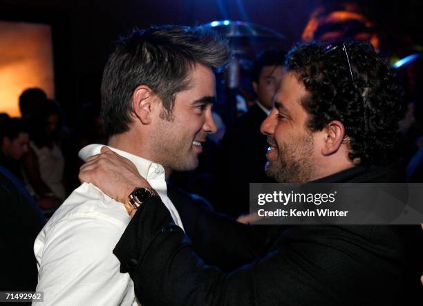 Actor Colin Farrell and Director Brett Ratner attend the after party for the Universal Pictures premiere of "Miami Vice" on July 20, 2006 in...