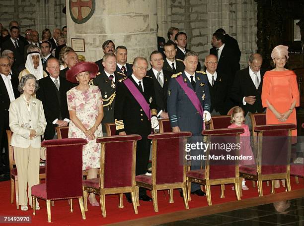 Queen Fabiola of Belgium, Queen Paola of Belgium, King Albert of Belgium, Prince Philippe of Belgium, Princess Elisabeth of Belgium and Princess...