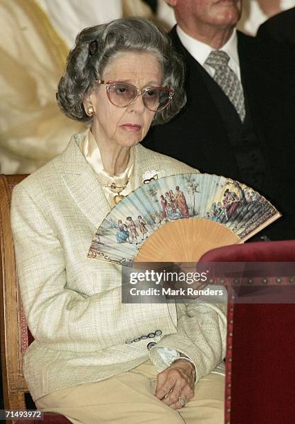 Queen Fabiola of Belgium in the Saint Michael and Saint Gudula Cathedral where she attended the Te Deum during National Day celebrations on July 21,...