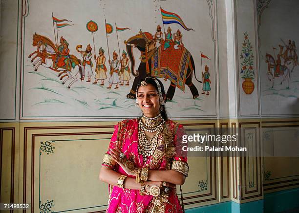 Megha Kasliwal the daughter of Amonds Kasliwal who is the owner of the Gem Places outside the Gem Palace jewelers on January 11, 2006 in Jaipur,...