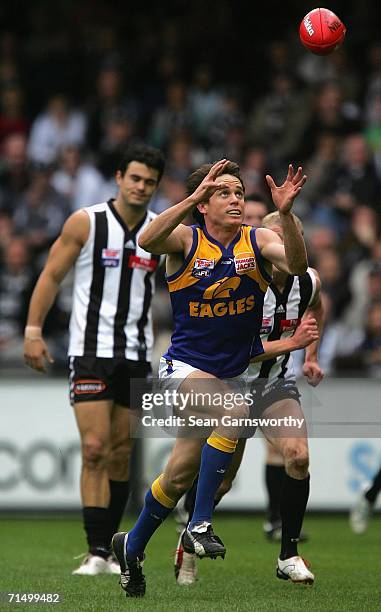 Rowan Jones for the Eagles in action during the round 16 AFL match between the Collingwood Magpies and the West Coast Eagles at the Telstra Dome July...