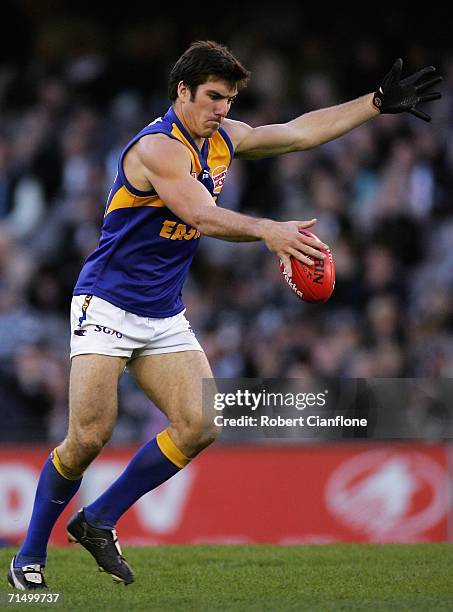 Quinten Lynch of the Eagles in action during the round 16 AFL match between the Collingwood Magpies and the West Coast Eagles at the Telstra Dome...