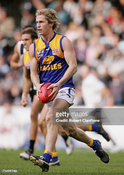 Adam Selwood of the Eagles in action during the round 16 AFL match between the Collingwood Magpies and the West Coast Eagles at the Telstra Dome July...