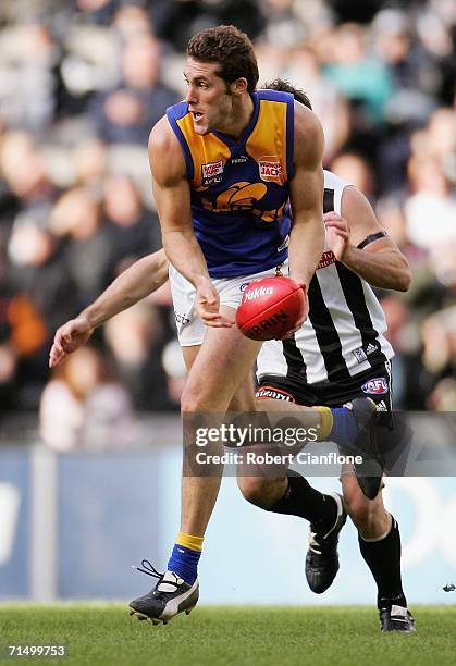 Darren Glass of the Eagles in action during the round 16 AFL match between the Collingwood Magpies and the West Coast Eagles at the Telstra Dome July...