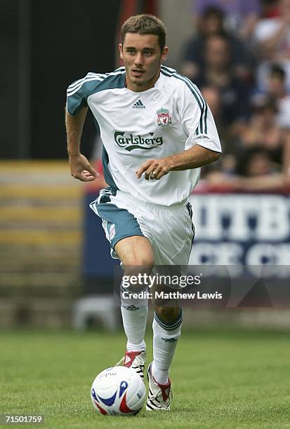 Fabio Aurelio of Liverpool makes his debut during the Pre-season Friendly match between Crewe Alexander and Liverpool at the Alexander Stadium on...