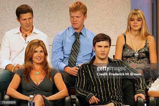 Actors Zach Gilford, Connie Britton, Jesse Plemons, Scott Porter, and Aimee Teegarden from the series "Friday Night Lights" attend the 2006 Summer...
