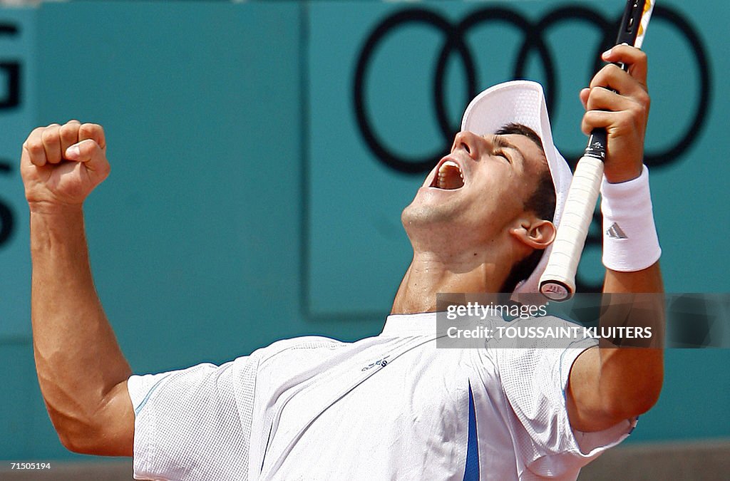 Serbia's Novak Djokovic celebrates after