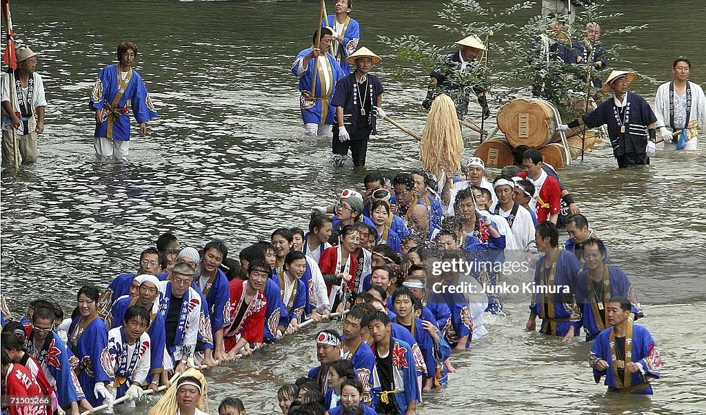 Pulling Of The Wood During The Okihiki-Gyoji Ceremony