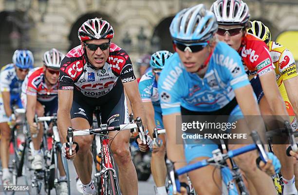 Germany's Jens Voigt rides in the center of Paris during the 154.5 km twentieth and last stage of the 93rd Tour de France cycling race from...