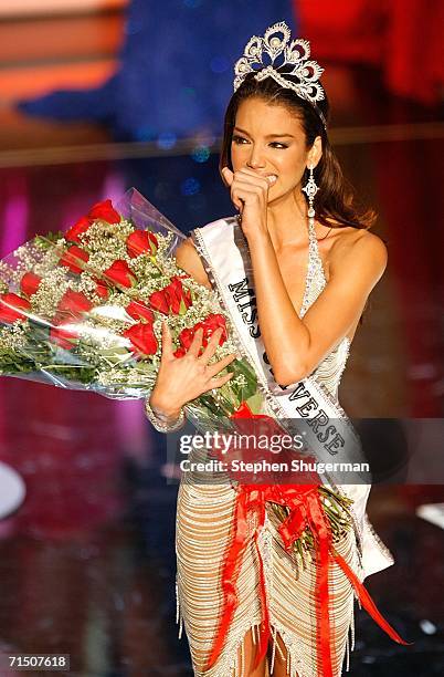 Miss Puerto Rico Zuleyka Rivera Mendoza is named Miss universe during the Miss Universe 2006 pageant at the Shrine Auditorium on July 23, 2006 in Los...