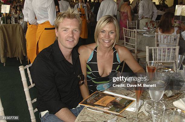 Actor James Midgley and Jenni Falconer attend the final of the 2006 Veuve Clicquot Gold Cup for the British Open Polo Championship on July 23, 2006...