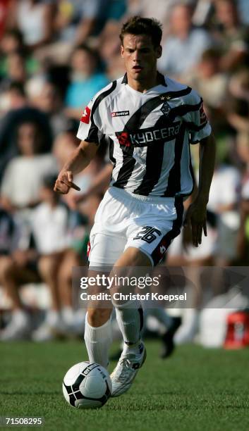 Michael Delura of Monchengladbach runs witth the ball during the friendly match between VV Venlo and Borussia Monchengladbach at the Seacon Stadium...