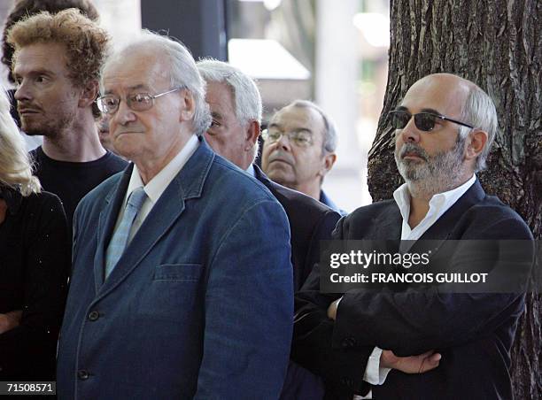 French actor Gerard Jugnot and former minister Jack Ralite attend French film director Gerard Oury's Funeral, 24 July 2006 at the Montparnasse...