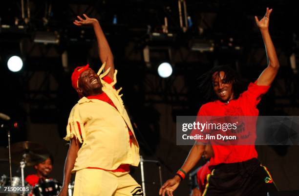 Jamaican reggae singer Jimmy Cliff performs on the main stage during the second day of the Volvic Lovebox Weekender held in Victoria Park on July 23,...