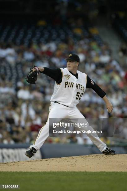 Pitcher Tom Gorzelanny of the Pittsburgh Pirates pitches against the Colorado Rockies at PNC Park on July 18, 2006 in Pittsburgh, Pennsylvania. The...