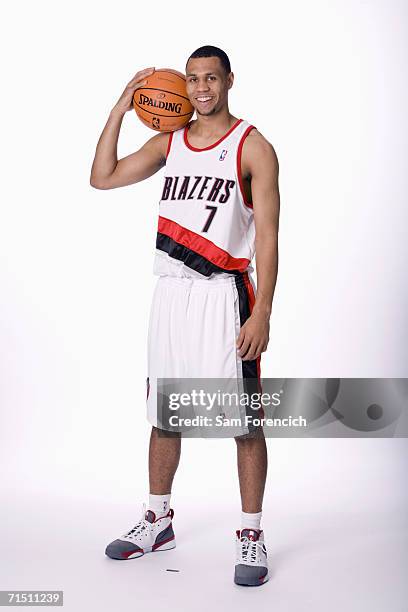 The Portland Trail Blazers 2006 NBA draft selection Brandon Roy poses for photos at the Rose Garden Arena in Portland, Oregon. NOTE TO USER: User...